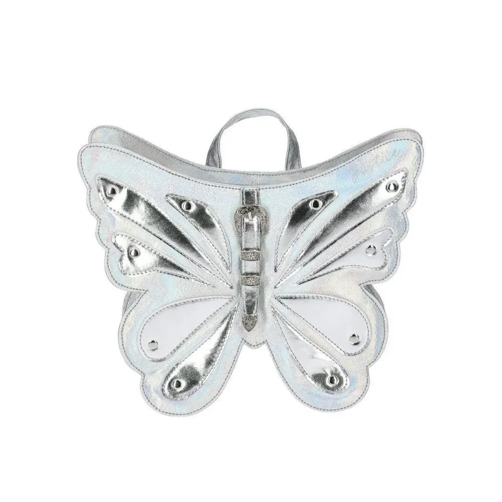Justice Girls Butterfly Shaped Mini Backpack, Silver
